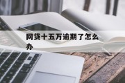 网贷十五万逾期了怎么办（欠网贷15万无力偿还怎么办）