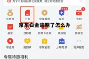 京东白金逾期了怎么办(京东白金逾期了怎么办啊)