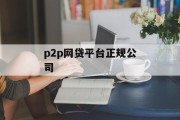 P2P网贷平台，正规公司的运营与发展，P2P网贷平台，正规公司的运营与发展策略