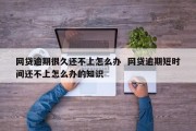 因为网贷逾期了怎么办(网贷如果逾期了他们会怎么办怎么样)